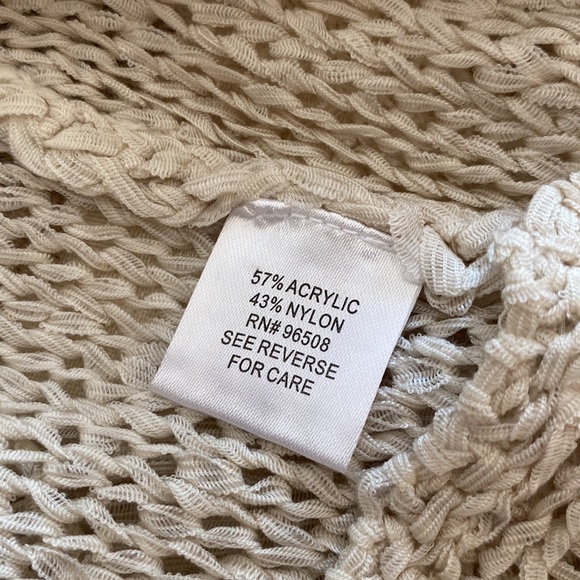 Fang women’s crochet boho open vest with fringe beige color size S - Picture 11 of 12